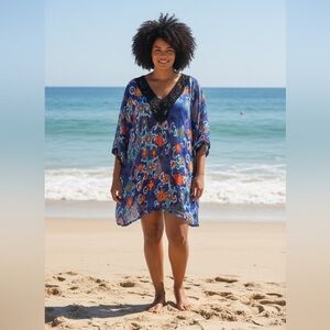 Jones New York  light and airy, semi sheer beach cover-up in bright colours